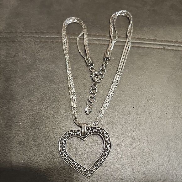 Brighton Seville Large Heart Reversilbe Two-Tone Retired Pendant Necklace - Picture 3 of 5